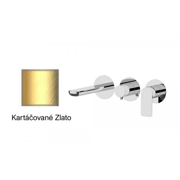 Baterie INFINITY KARTÁČOVANÉ ZLATO podomítková páková, 2 funkce, s výtokovým ramínkem