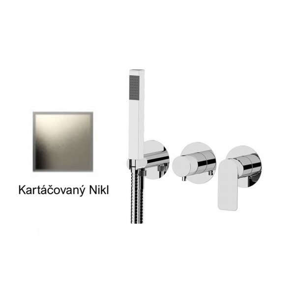 Baterie INFINITY KARTÁČOVANÝ NIKL podomítková páková, 3 funkce, s vyústěním sprchy a ruční sprchou