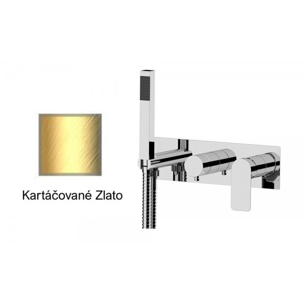 Baterie INFINITY KARTÁČOVANÉ ZLATO podomítková páková, 2 funkce, s vyústěním sprchy a ruční sprchou
