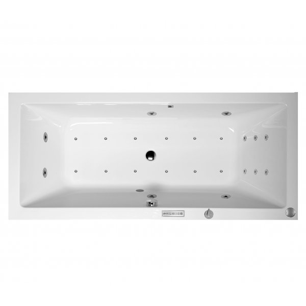 Masážní vana KRYSTA SLIM 180x80x39 cm HYDRO + PERLIČKA s PROFI FLAT ovládáním, s automatickým Proplachem