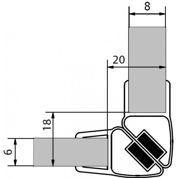 VITRA LINE sada dvou těsnění (magnet) na 6 a 8mm sklo, 2000mm , varianta roh