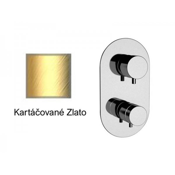 Baterie KARTÁČOVANÉ ZLATO podomítková termostatická, 2 funkce