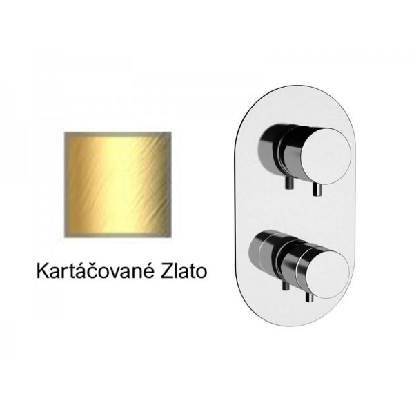 Baterie KARTÁČOVANÉ ZLATO podomítková termostatická, 3 funkce