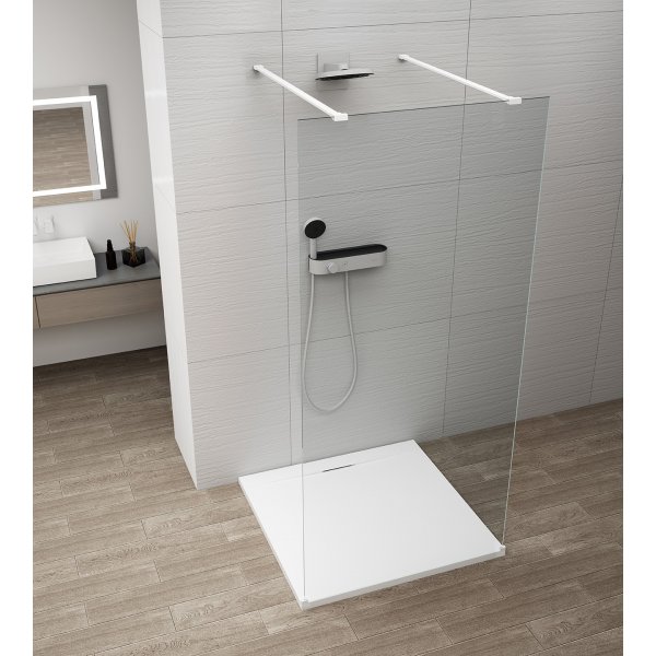 ESCA WHITE MATT jednodílná sprchová zástěna do prostoru, čiré sklo, 1300 mm