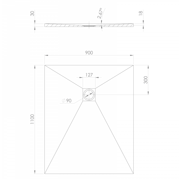 TRENECA vanička z litého mramoru s možností úpravy rozměru, 110x90cm, šedá mat