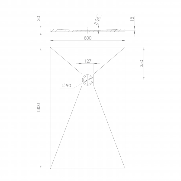 TRENECA vanička z litého mramoru s možností úpravy rozměru, 130x80cm, šedá mat