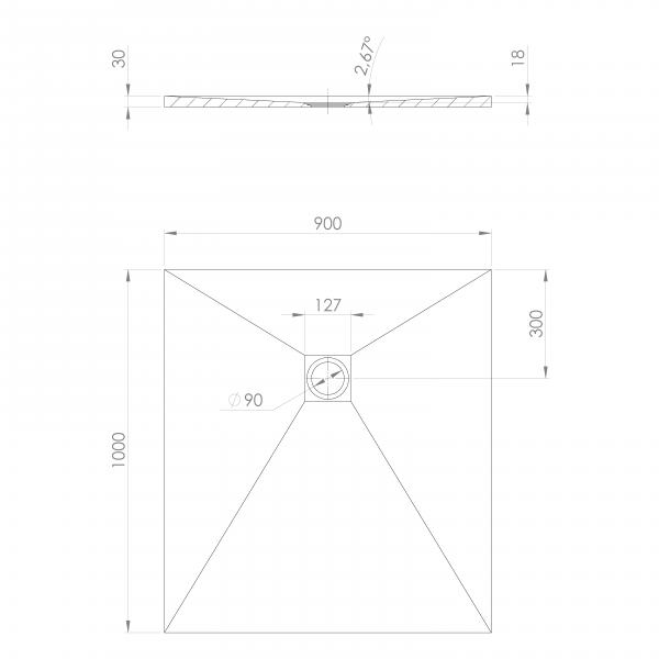 TRENECA vanička z litého mramoru s možností úpravy rozměru, 100x90cm, béžová mat