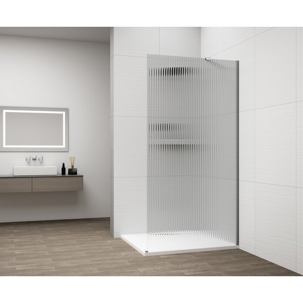 ESCA CHROME jednodílná sprchová zástěna k instalaci ke stěně, sklo Flute, 1100 mm
