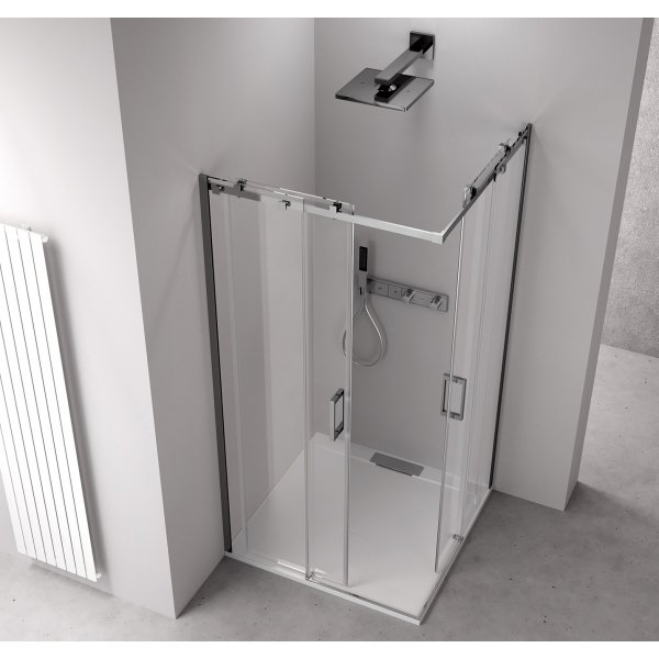 THRON LINE SQUARE čtvercový sprchový kout 900x900mm, hranaté pojezdy, rohový vstup