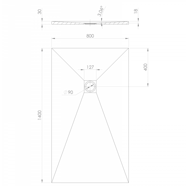 TRENECA vanička z litého mramoru s možností úpravy rozměru, 140x80cm, černá mat