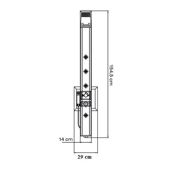PRISMA BLACK, sprchový panel nástěnný, termostatická baterie