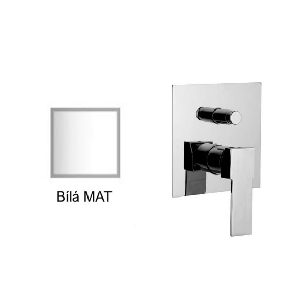 Baterie QUADRO BÍLÁ MAT podomítková páková, 2 funkce s přepínačem