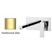 Baterie QUADRO KARTÁČOVANÉ ZLATO umyvadlová prodloužená, ze zdi