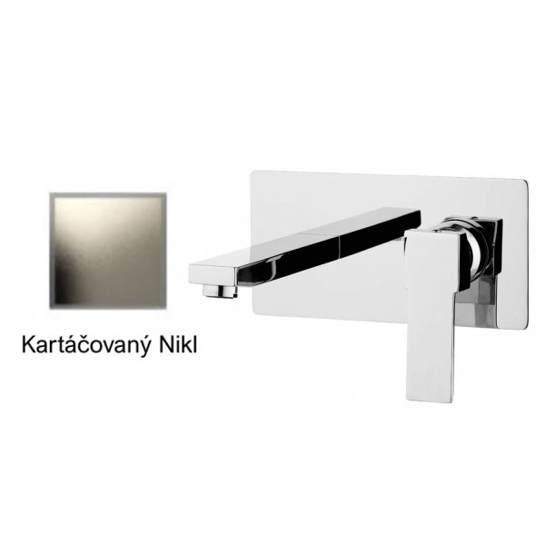 Baterie QUADRO KARTÁČOVANÝ NIKL umyvadlová ze zdi