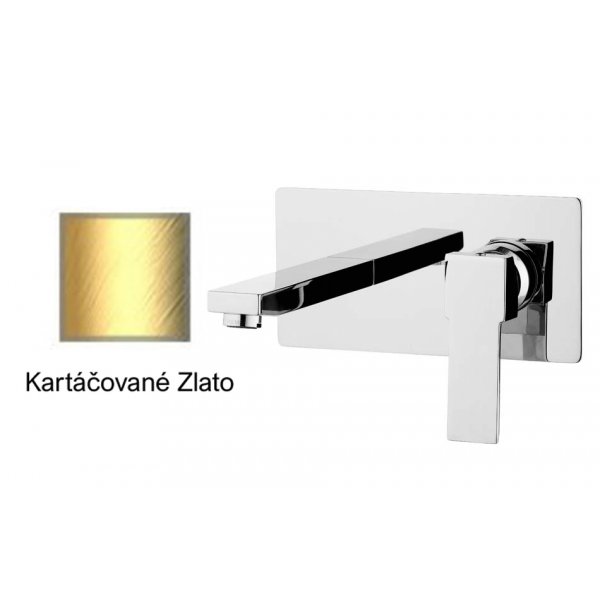 Baterie QUADRO KARTÁČOVANÉ ZLATO umyvadlová ze zdi