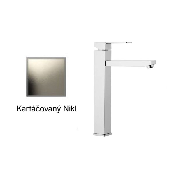 Baterie QUADRO umyvadlová prodloužená KARTÁČOVANÝ NIKL