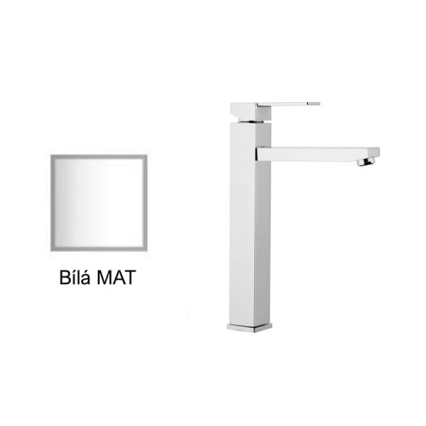 Baterie QUADRO umyvadlová prodloužená BÍLÁ MAT