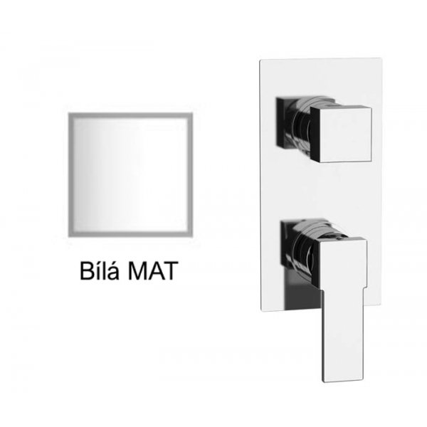 Baterie QUADRO BÍLÁ MAT podomítková páková, 3 funkce