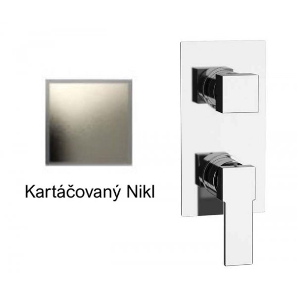 Baterie QUADRO KARTÁČOVANÝ NIKL podomítková páková, 3 funkce