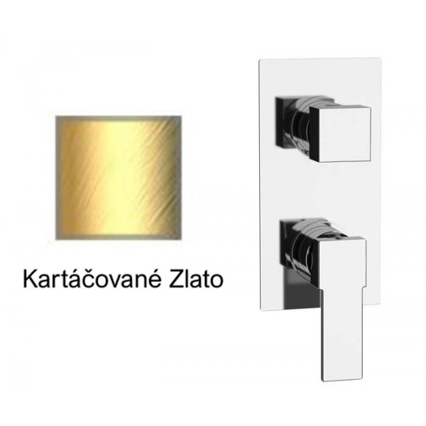 Baterie QUADRO KARTÁČOVANÉ ZLATO podomítková páková, 3 funkce