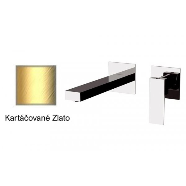 Baterie QUADRO KARTÁČOVANÉ ZLATO umyvadlová, ze zdi II.