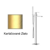 Baterie QUADRO KARTÁČOVANÉ ZLATO vanová do podlahy