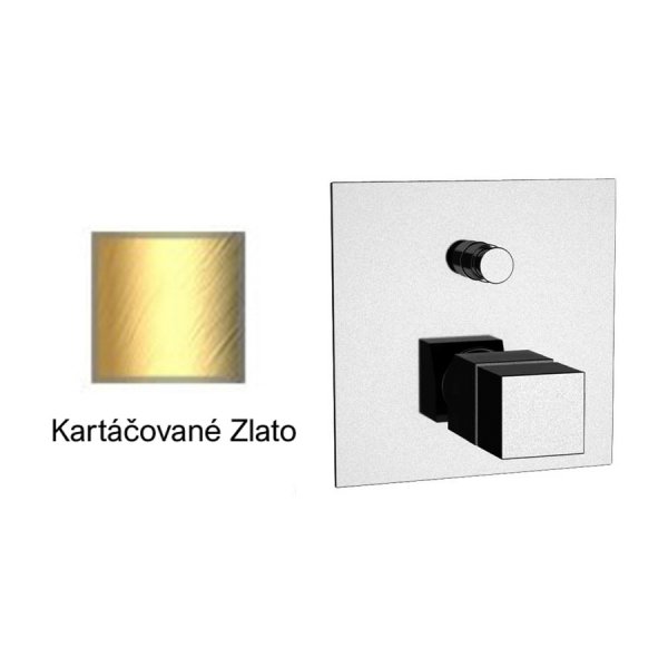 Baterie QUADRO KARTÁČOVANÉ ZLATO podomítková termostatická, 2 funkce s přepínačem