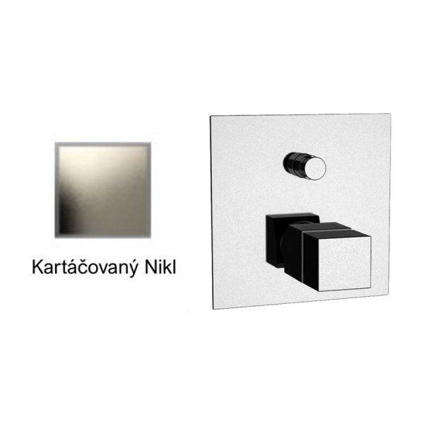 Baterie QUADRO KARTÁČOVANÝ NIKL podomítková termostatická, 2 funkce s přepínačem