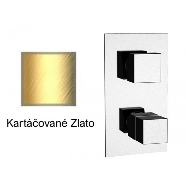 Baterie QUADRO KARTÁČOVANÉ ZLATO podomítková termostatická, 2 funkce
