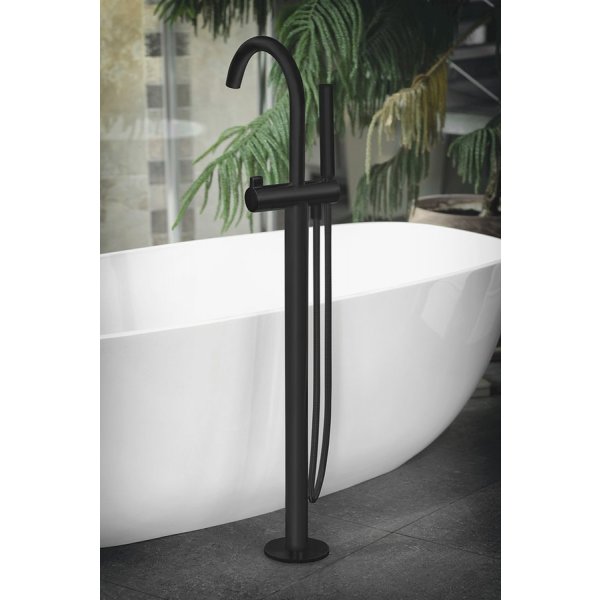 Vanová baterie RHAPSODY s připojením do podlahy, černá mat