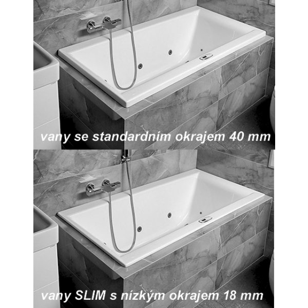 CLEO SLIM obdélníková vana 180x80x48cm, bílá