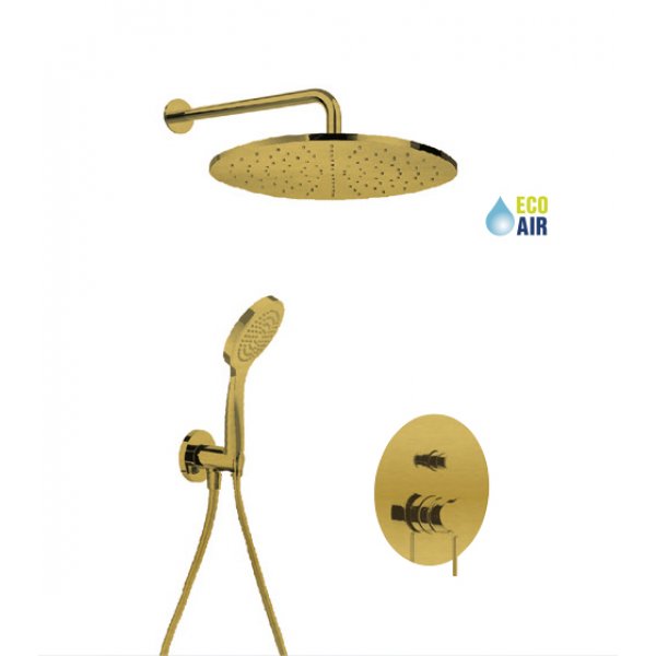 Sprchový set RONDO-X BG1 Ø 20 cm KARTÁČOVANÉ ZLATO