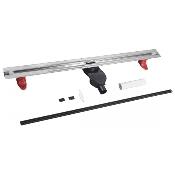 SLIM SPRING nerezový podlahový žlab s roštem, L-250-1200, DN50, černá mat