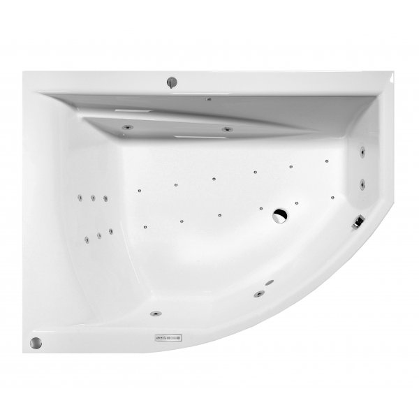 Masážní vana TANDEM L 170x130x50 cm HYDRO + PERLIČKA s PROFI FLAT ovládáním, s automatickým Proplachem