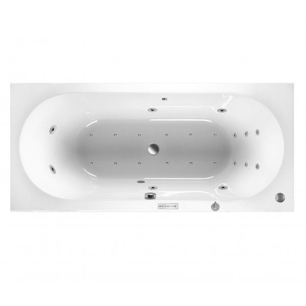 Masážní vana VIVA B SLIM 185x80x47 cm, systém HYDRO + PERLIČKA s DIGI ovládáním, s automatickým Proplachem