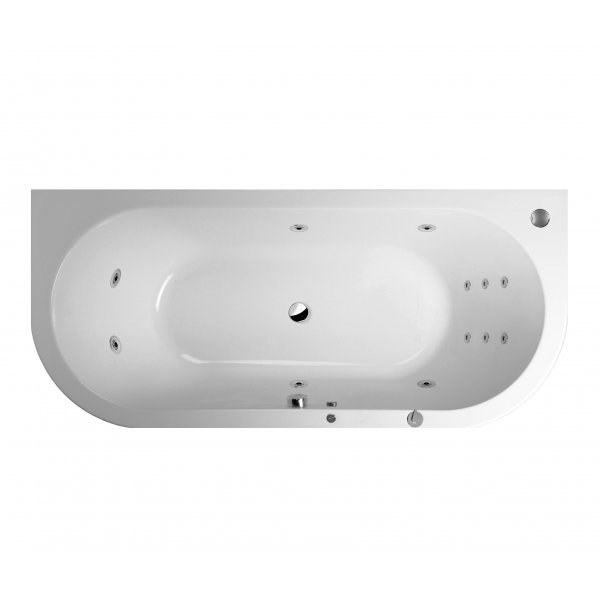 Masážní vana ke stěně VIVA D 175x80x47 cm, systém HYDRO s PROFI LIGHT ovládáním, s automatickým Proplachem