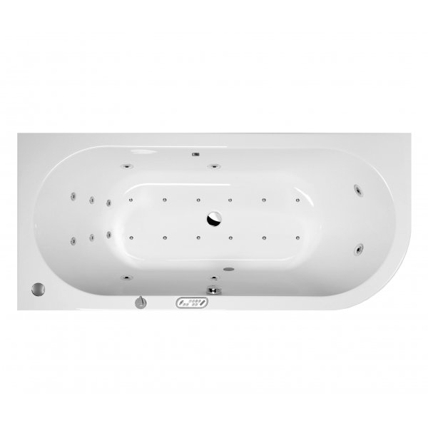 Masážní vana VIVA L SLIM 185x80x47 cm HYDRO + PERLIČKA s DIGI ovládáním, s automatickým Proplachem