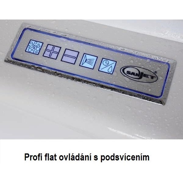 Masážní vana VARIA SLIM 180x80x45 cm HYDRO + PERLIČKA s PROFI FLAT ovládáním, s automatickým Proplachem