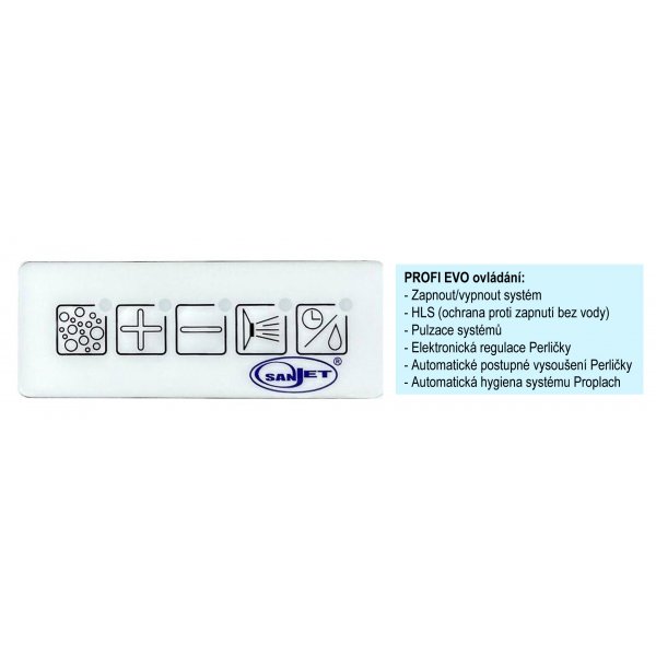 Masážní vana VARIA SLIM 200x90x47 cm HYDRO + PERLIČKA s PROFI EVO ovládáním, s automatickým Proplachem