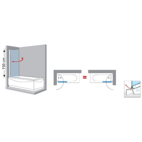 1-DÍLNÁ vanová zástěna YOUNG 1V 150x85 cm