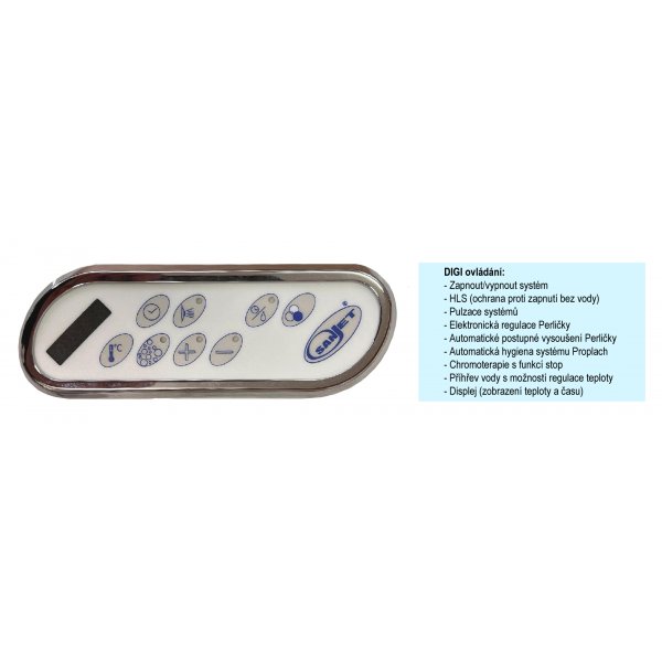 Masážní vana EVO 180x80x47 cm HYDRO + PERLIČKA s DIGI ovládáním, s automatickým Proplachem