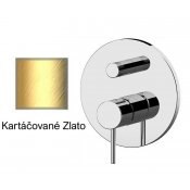 Baterie RONDO-X KARTÁČOVANÉ ZLATO podomítková páková s otočným přepínačem, 2 funkce
