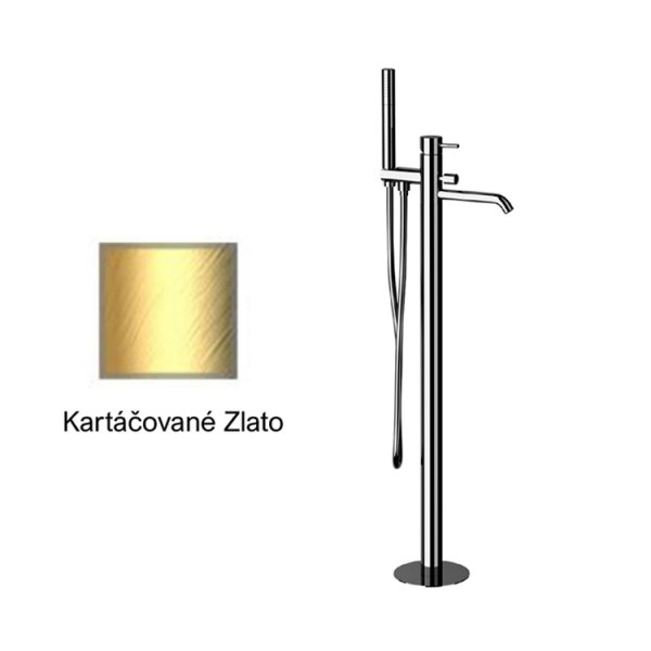 Baterie RONDO-X KARTÁČOVANÉ ZLATO vanová do podlahy