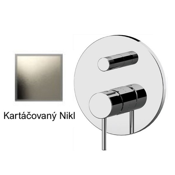 Baterie RONDO-X KARTÁČOVANÝ NIKL podomítková páková s otočným přepínačem, 2 funkce