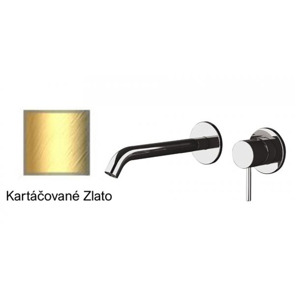 Baterie RONDO BLACK umyvadlová ze zdi II. KARTÁČOVANÉ ZLATO