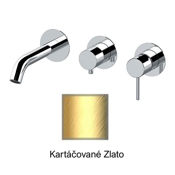 Baterie RONDO-X KARTÁČOVANÉ ZLATO podomítková páková, 2 funkce, s výtokovým ramínkem