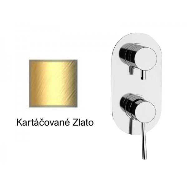 Podomítková baterie RONDO-X KARTÁČOVANÉ ZLATO páková, 4 funkce